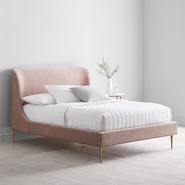 Lana Upholstered Bed, Full, Luxe Boucle, Stone White, Light Bronze - Image 3