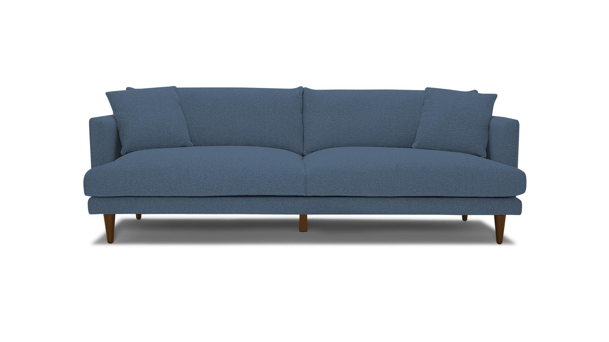 Blue Lewis Mid Century Modern Grand Sofa - Milo French Blue - Mocha - Image 0