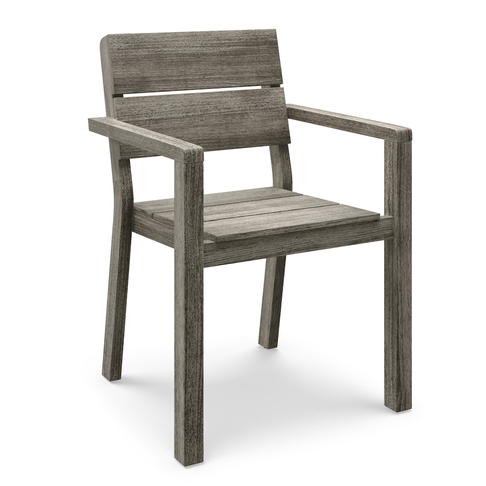 Lyle Outdoor Stackable Dining Armchair - Weathered Acacia - Image 1