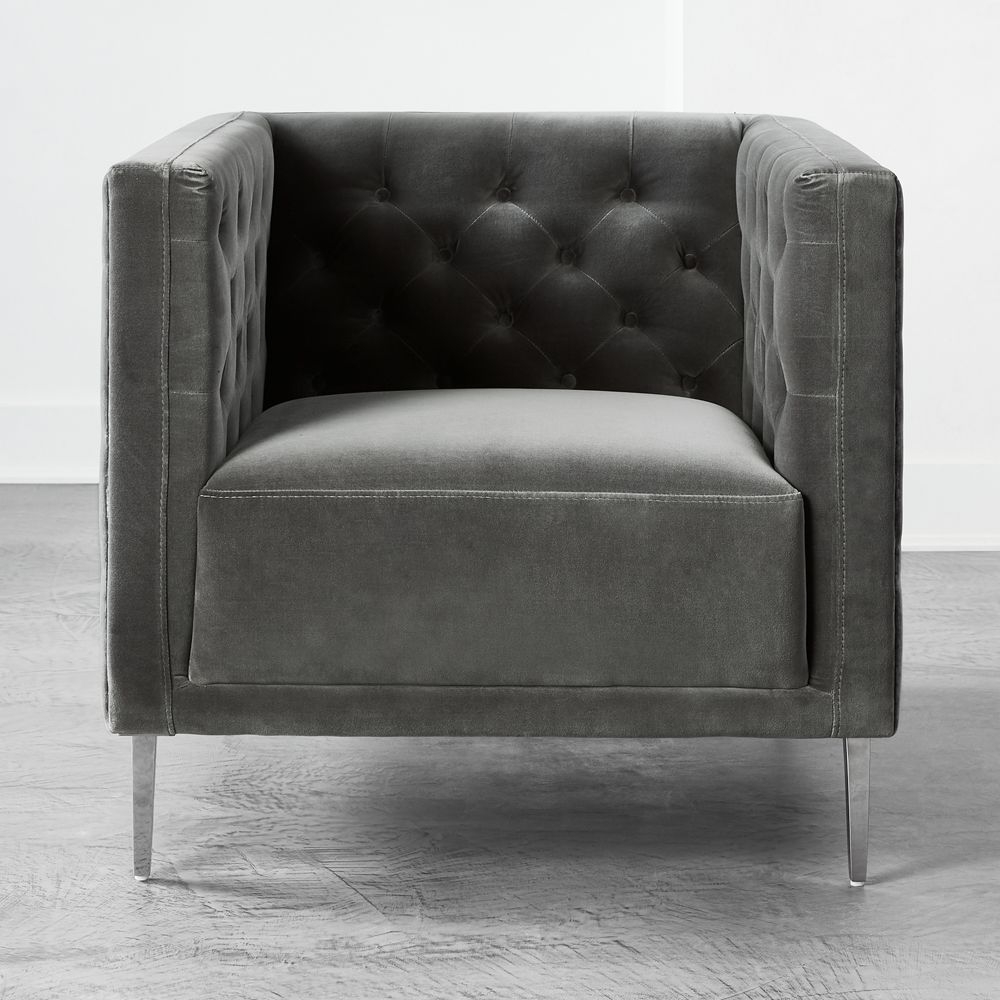 Savile Storm Velvet Chair - Image 0