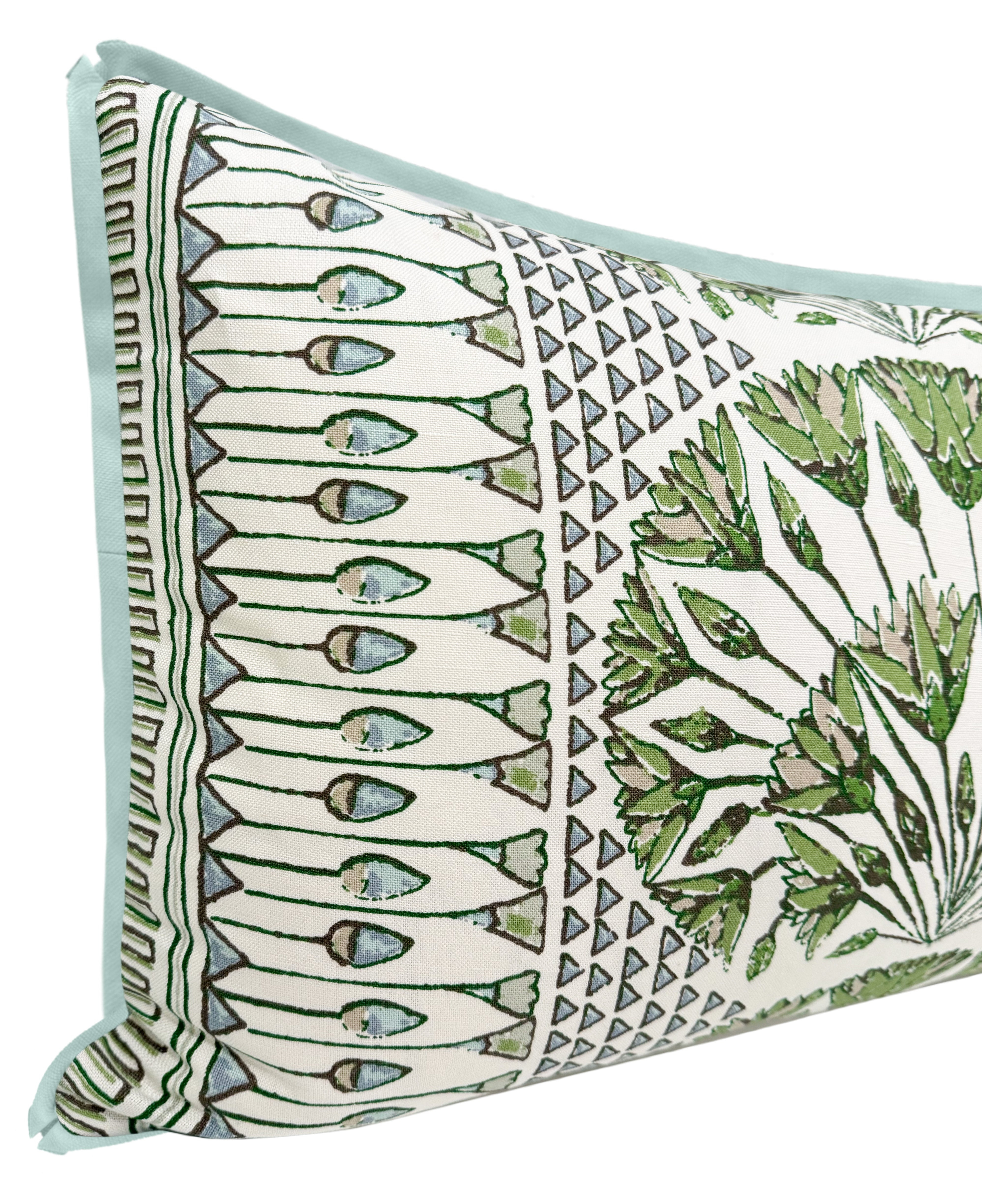 THE XL LUMBAR :: CAIRO // GREEN AND WHITE | THIBAUT - XL LUMBAR 14" X 48" / BUTTERFLY FLANGE / Mineral - Image 5