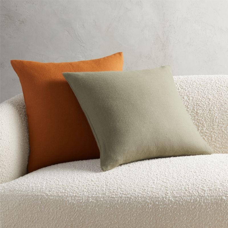 Alpaca Pillow with Feather-Down Insert, Olive, 20" x 20" - Image 2