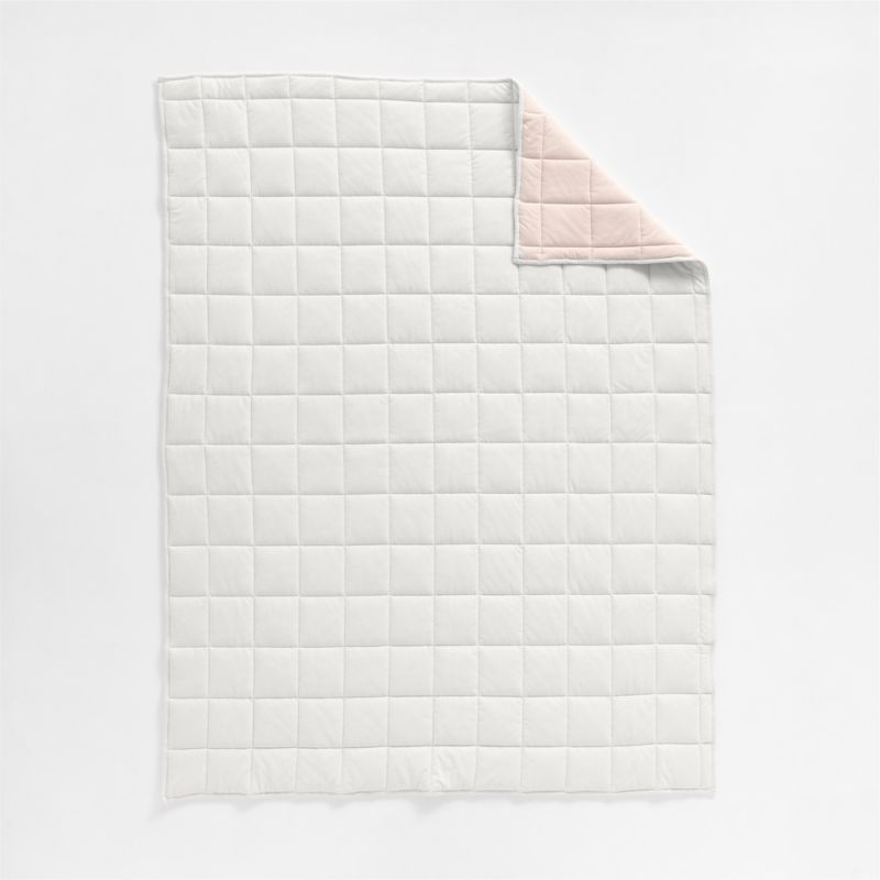 Comfy Tee Organic Cotton Jersey Reversible Pink and Beige Twin XL Quilt - Image 1