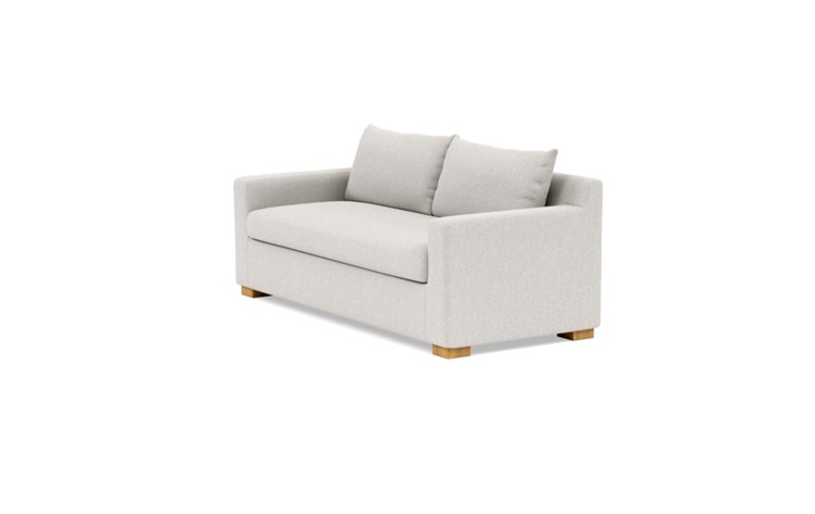 Sloan Sleeper Sleeper Sofa with Beige Pebble Fabric, down alternative cushions, and Natural Oak legs - Image 4