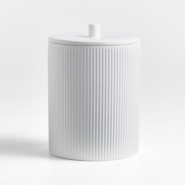 Crate & Barrel Hanno Large Textured Ceramic Canister - Image 0