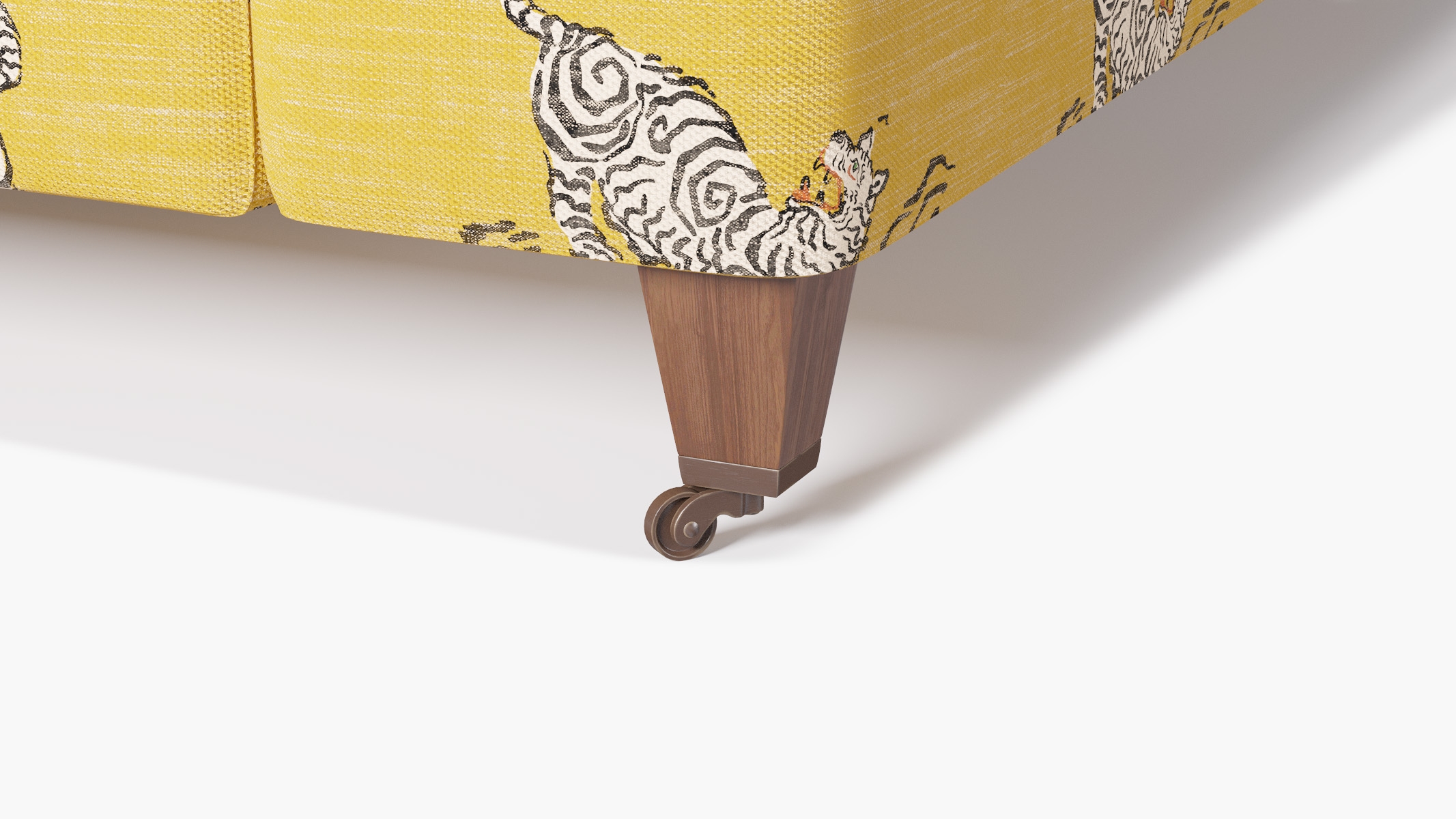 Classic Sofa, Dijon Tigresse, Walnut with Antique Brass Caster - Image 1