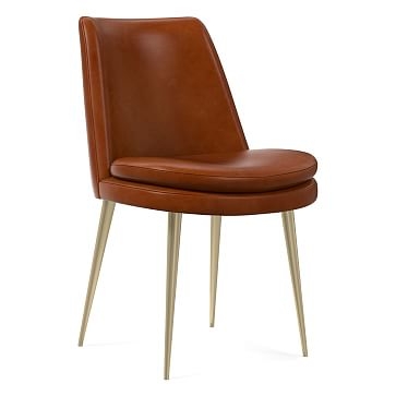 Finley Low Back Dining Chair, Saddle Leather, Nut, Light Bronze - Image 0