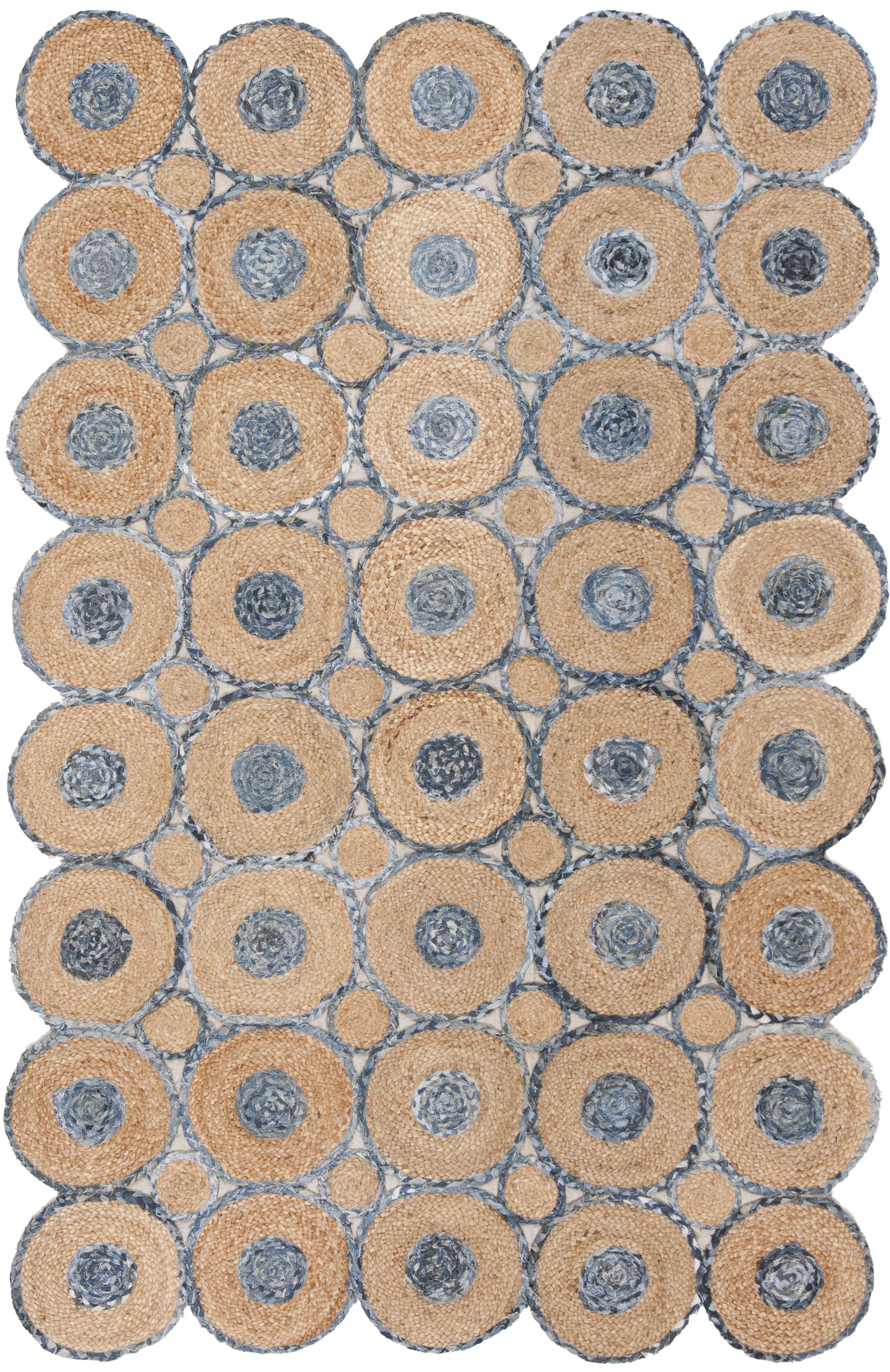 Arlo Home Hand Woven Area Rug, CAP306M, Blue/Natural,  4' X 6' - Image 0