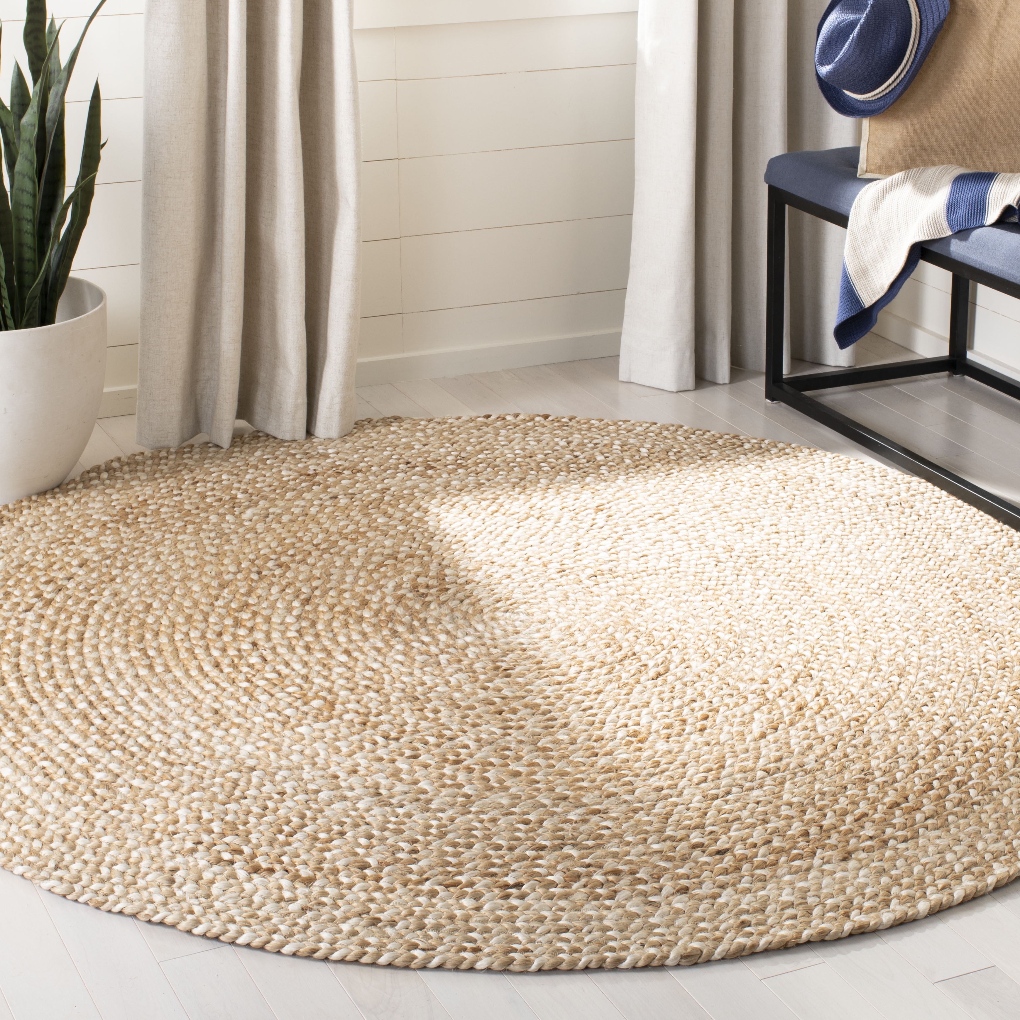 Arlo Home Hand Woven Area Rug, NF804B, Natural/Ivory,  5' X 5' Round - Image 1