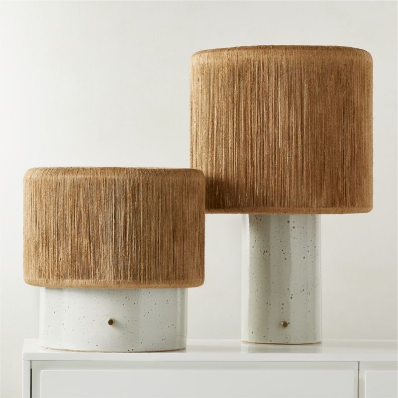 Ramble Tall White Ceramic Table Lamp with Jute Shade by Kravitz Design - Image 4