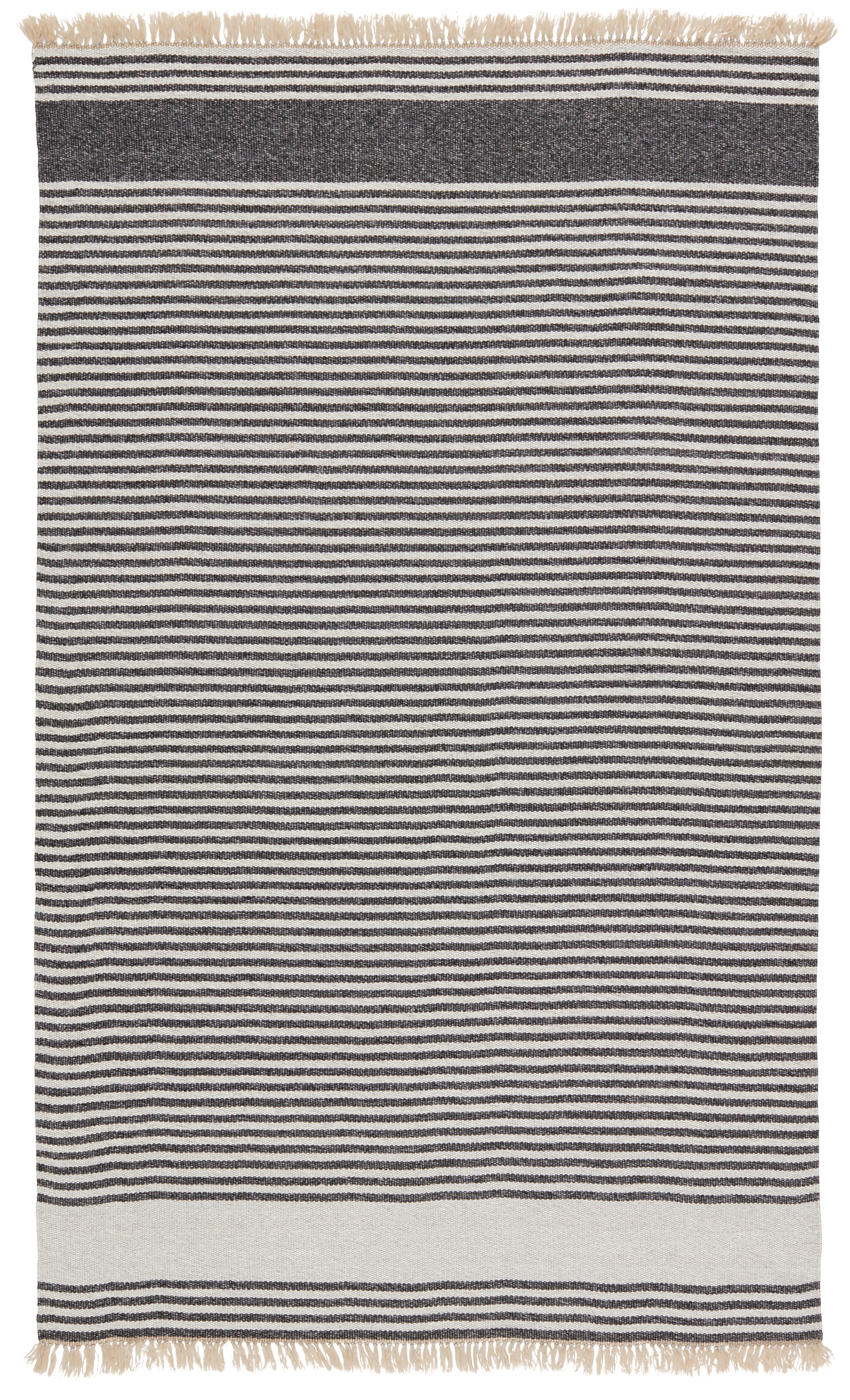 Vibe by Strand Indoor/ Outdoor Striped Dark Gray/ Beige Area Rug (2'X3') - Image 0