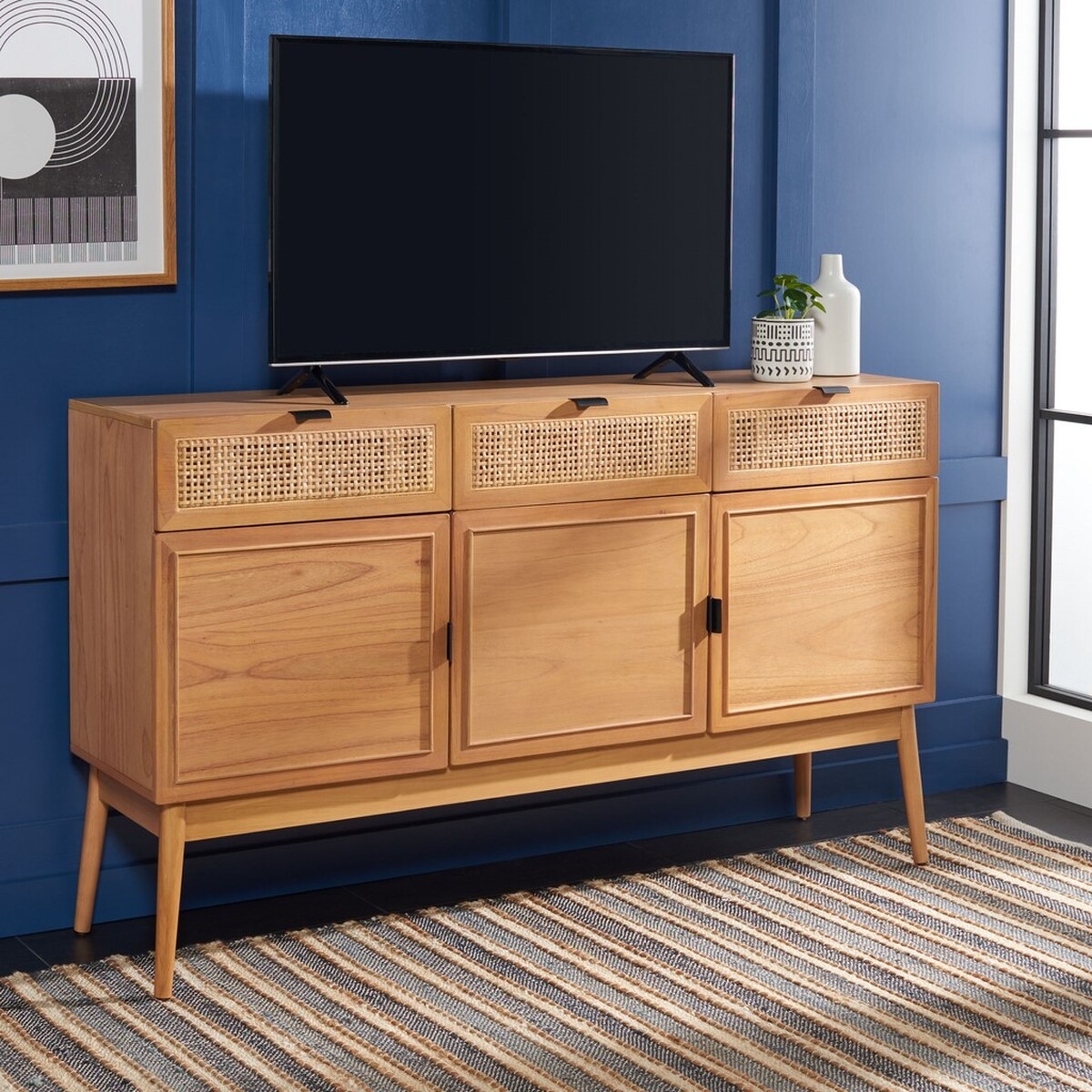 Suri 3 Drawer 3 Door Sideboard  - Natural - Safavieh - Image 1