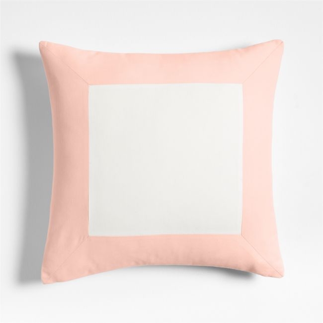 Legacy Border Organic Cotton Monogrammable 20"x20" Elegant Pink Throw Pillow Cover - Image 0