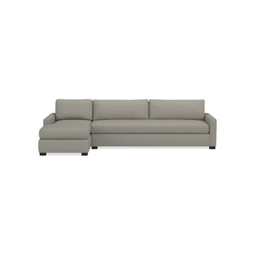 Ghent Square Arm Left 2-Piece L-Shape Sofa with Chaise, Down Cushion, Perennials Performance Basketweave, Fog, Ebony Leg - Image 0