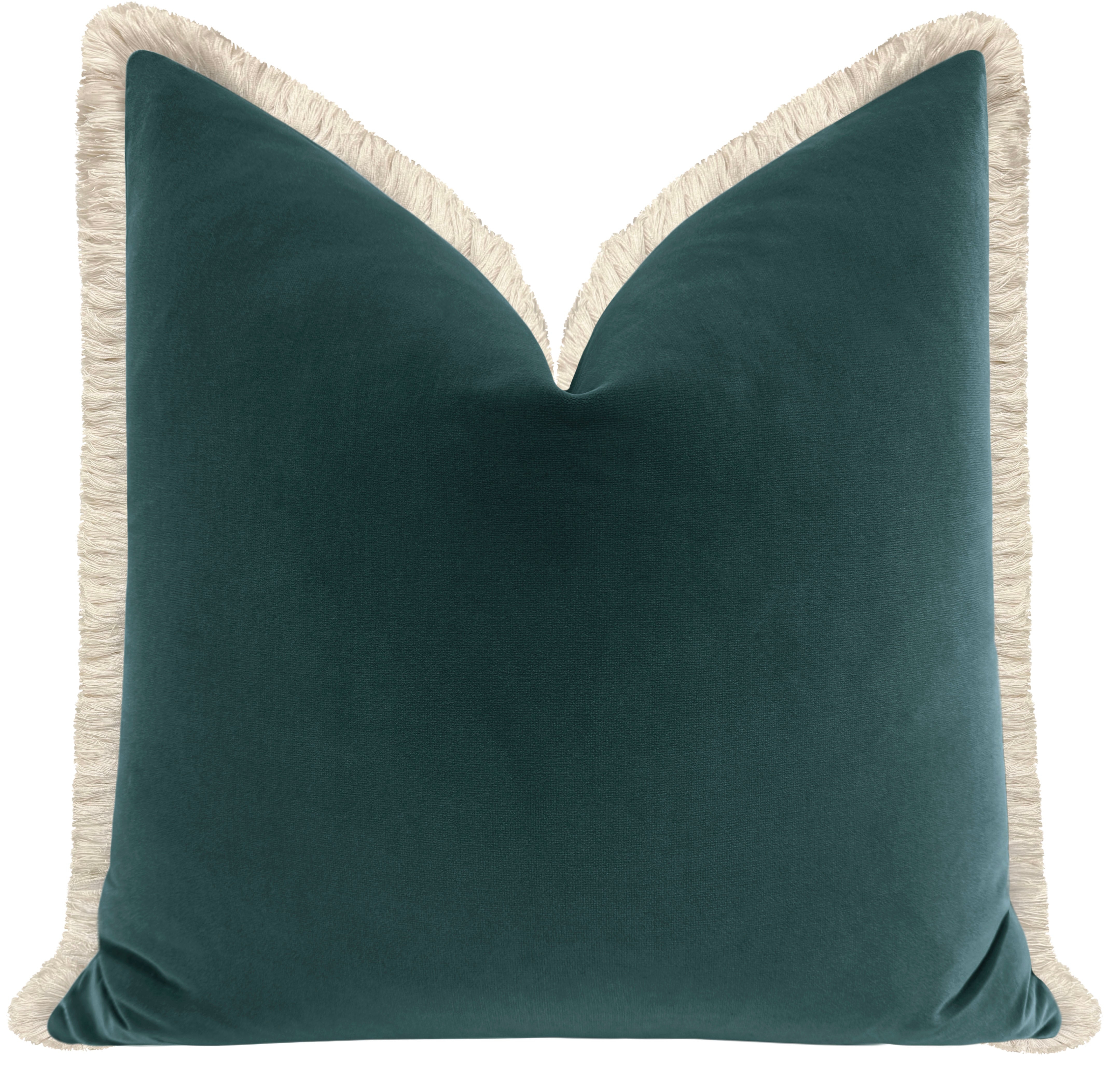 SIGNATURE VELVET // AEGEAN + FRINGE - 20" X 20" / Bone Fringe - Image 2