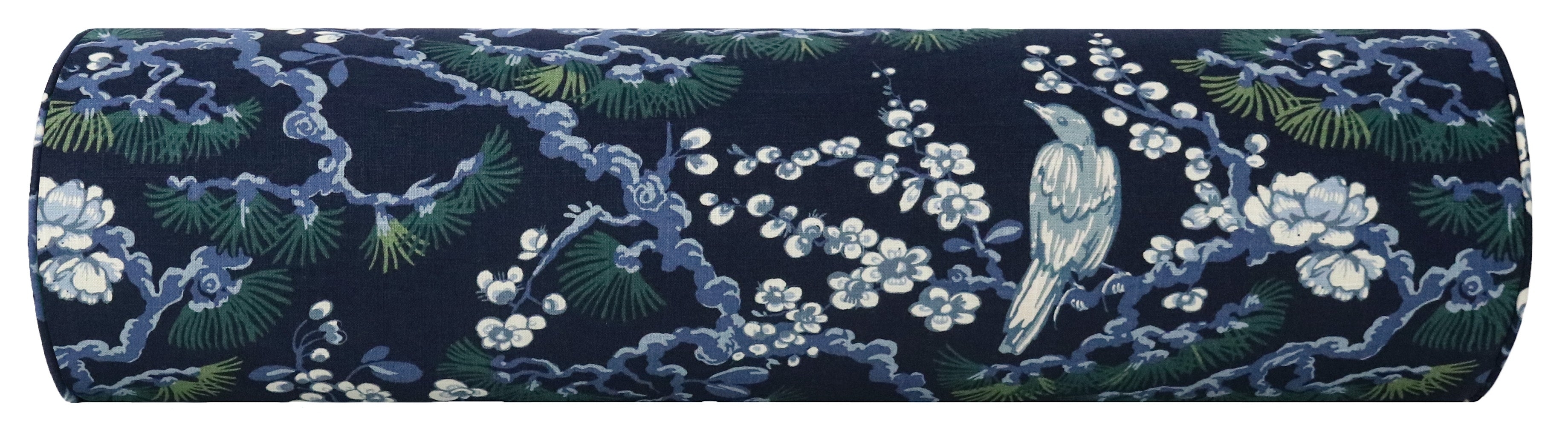 THE BOLSTER :: TRELLIS LINEN PRINT // NAVY BLUE - BY THE YARD - Image 2