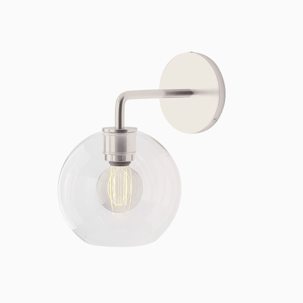 Sculptural Sconce, Globe Mini, Clear, Brushed Nickel, 6.5" - Image 0