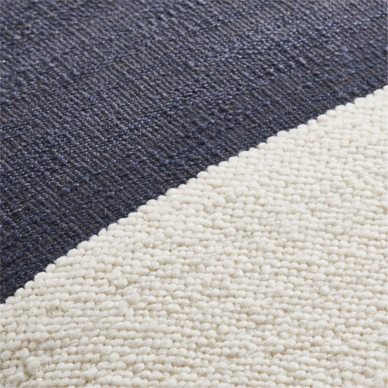 Biella Wool-Cotton Blend Textured 23"x23" Deep Indigo Blue Throw Pillow with Down-Alternative Insert - Image 3