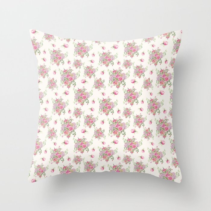 Roses And Peonies Throw Pillow by Sylvia Cook Photography - Cover (24" x 24") With Pillow Insert - Indoor Pillow - Image 0