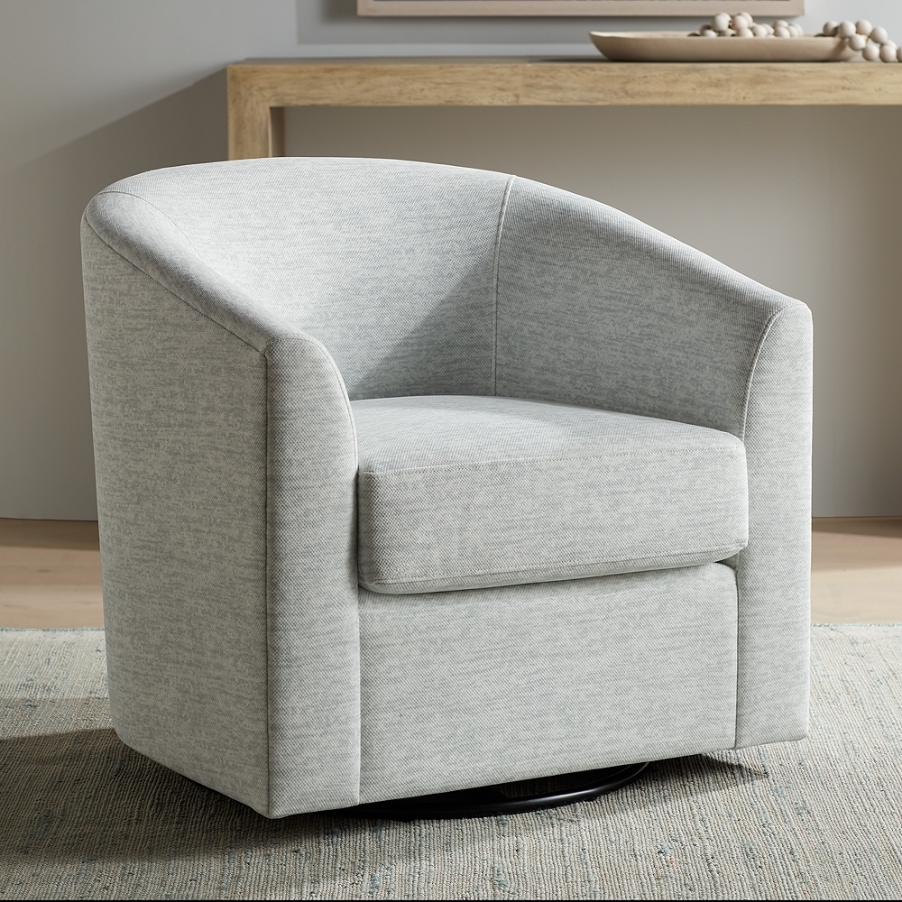 Barrel Gray Fabric Swivel Chair - Image 0
