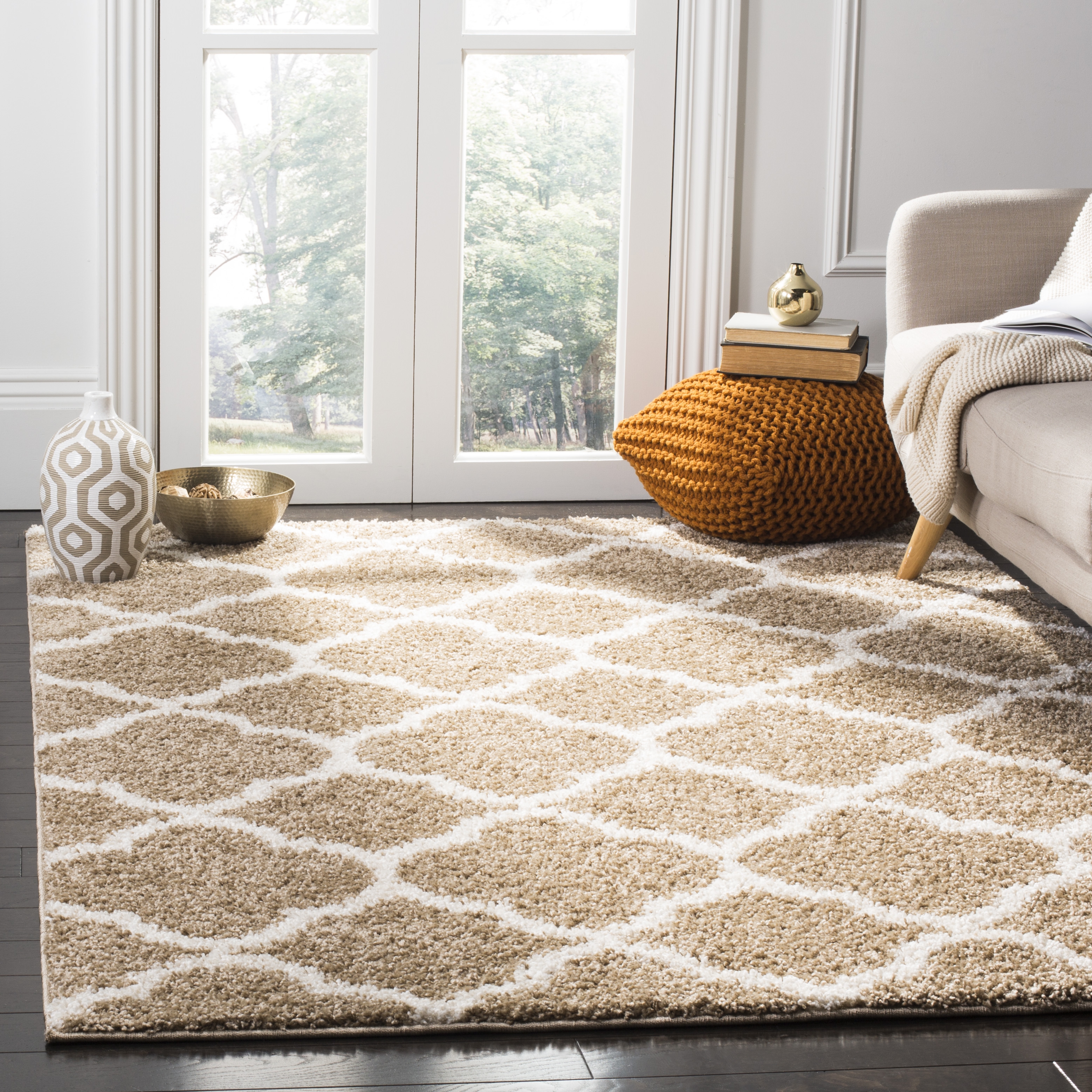 Arlo Home Woven Area Rug, SG168A, Dark Beig/Ivory,  4' X 6' - Image 1