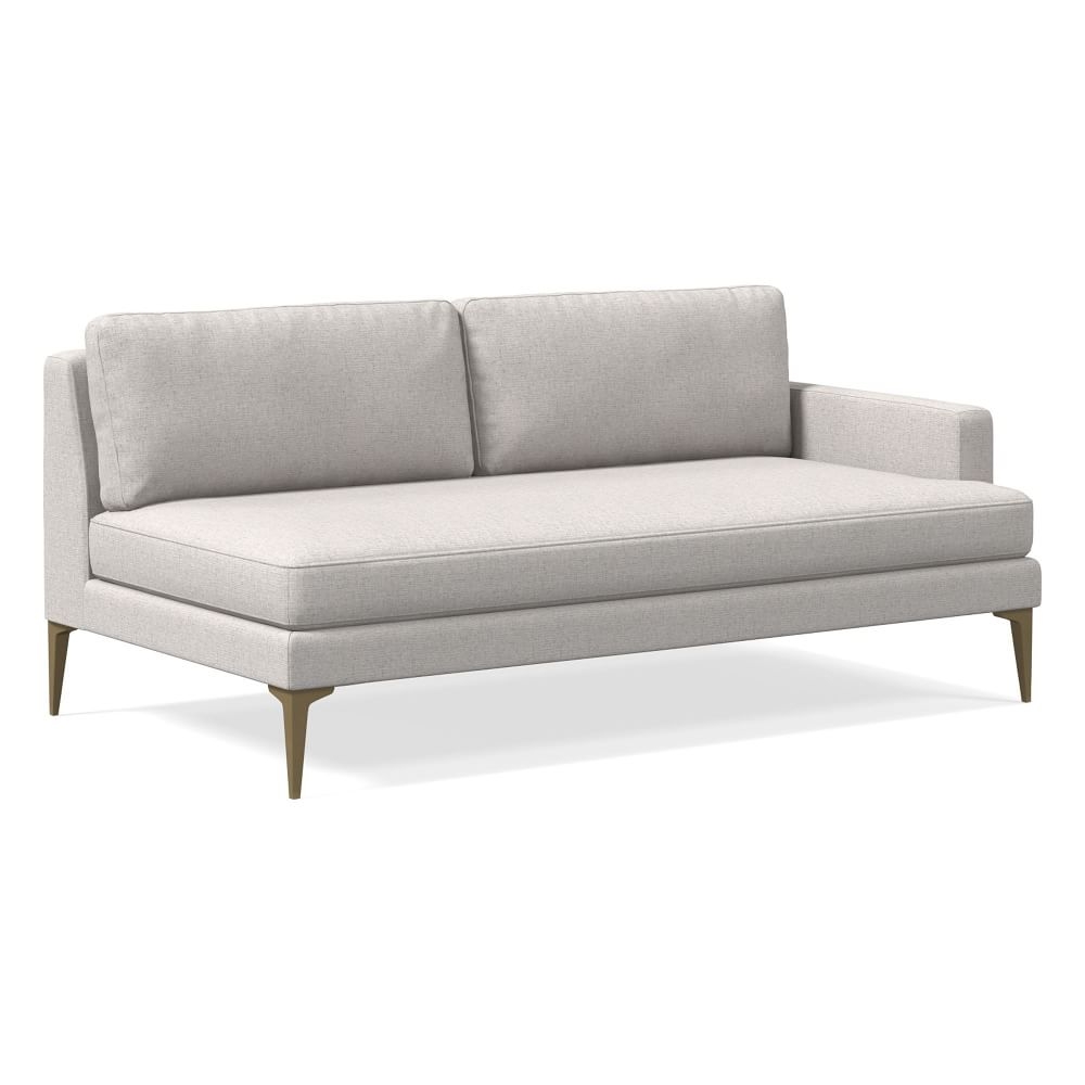 Andes Right Arm 2.5 Seater Sofa, Poly, Performance Coastal Linen, Storm Gray, Blackened Brass - Image 0
