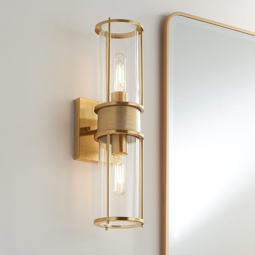 Possini Euro Miranda 19" High Warm Brass 2-Light Wall Sconce - Image 0