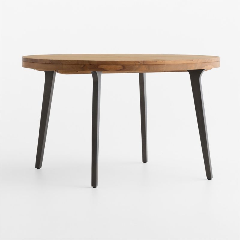 Lakin 50"-74" Teak Round Wood Extendable Dining Table - Image 6