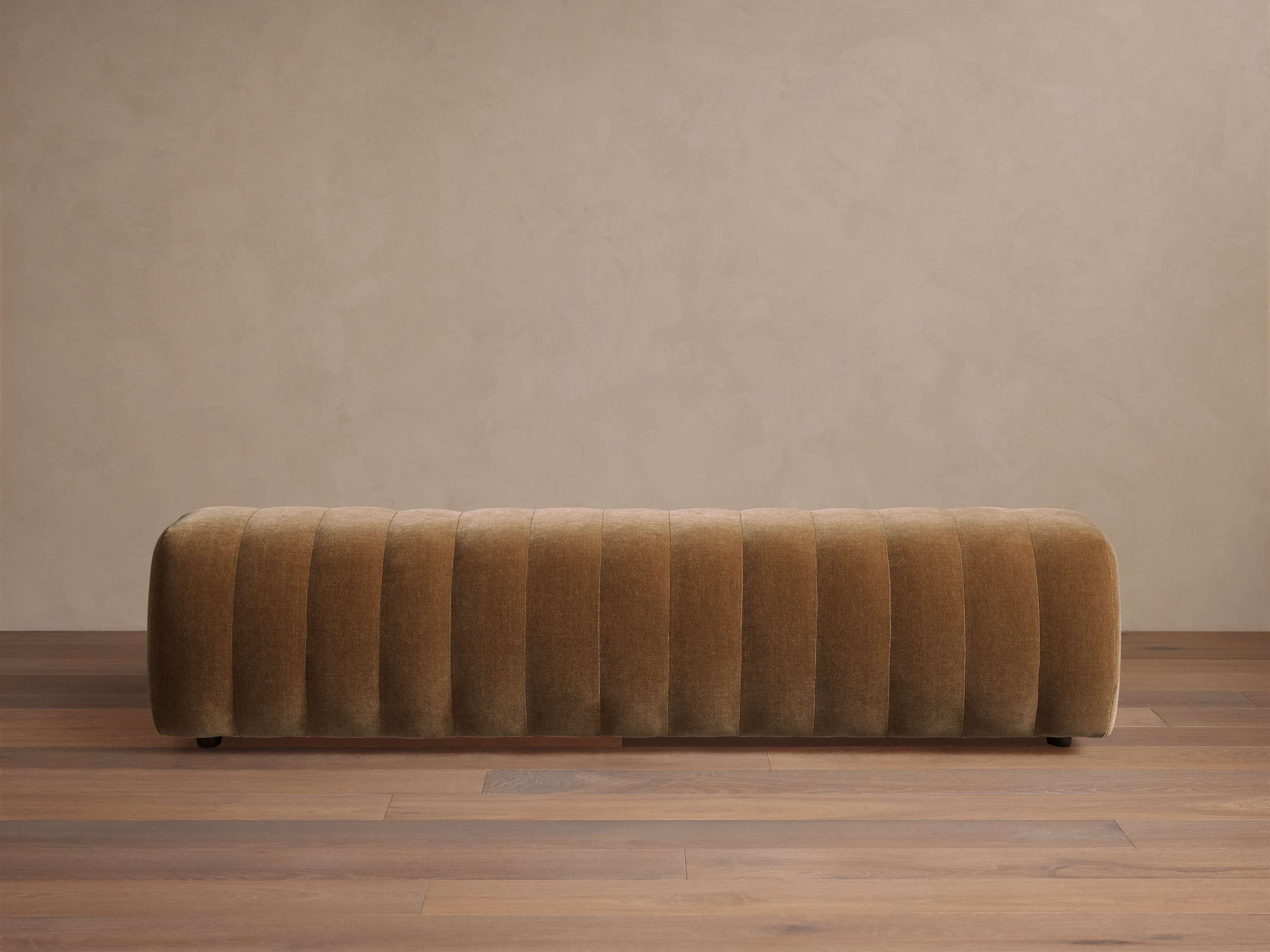 Fresno Channel-Stitched Bench in Upholstered Brown  Quincy Camel/71" - Image 0