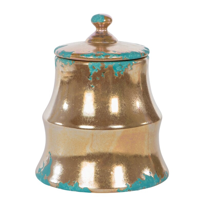 Bradburn Home Blue/Gold 7"" Ceramic Jar - Image 0