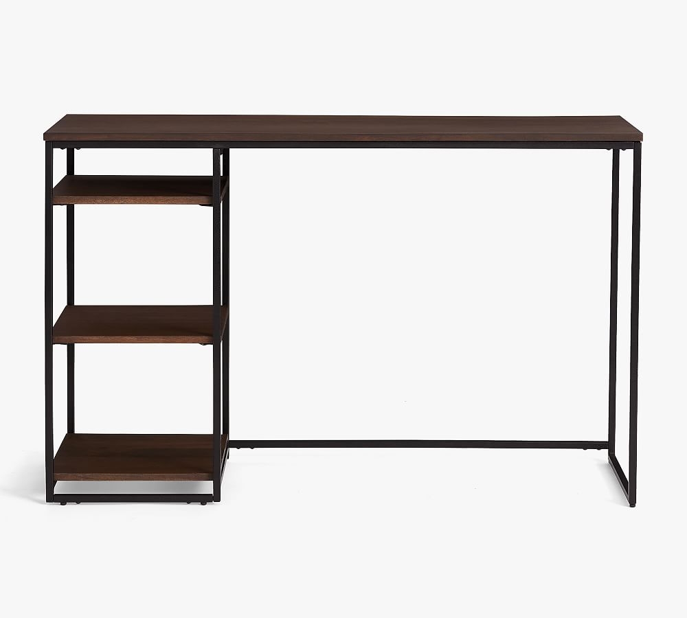 Bradley 47" Wood Desk with Shelves, Dark Umber - Image 0