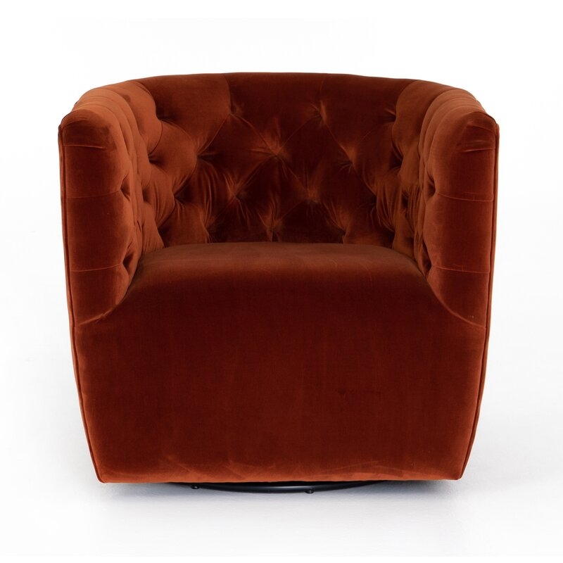 Four Hands Kensington Swivel Armchair Fabric: Sapphire Rust - Image 0