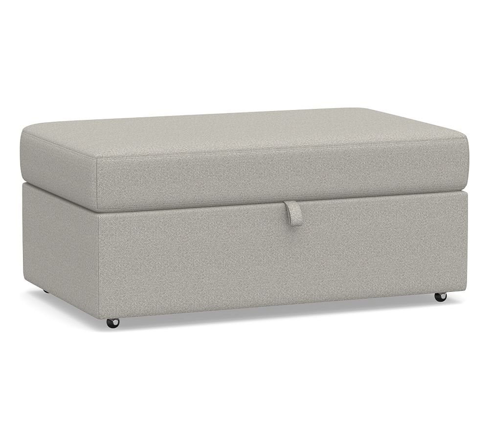 Big Sur Upholstered Storage Ottoman with Pull Out Table, Down Blend Wrapped Cushions, Performance Boucle Pebble - Image 0