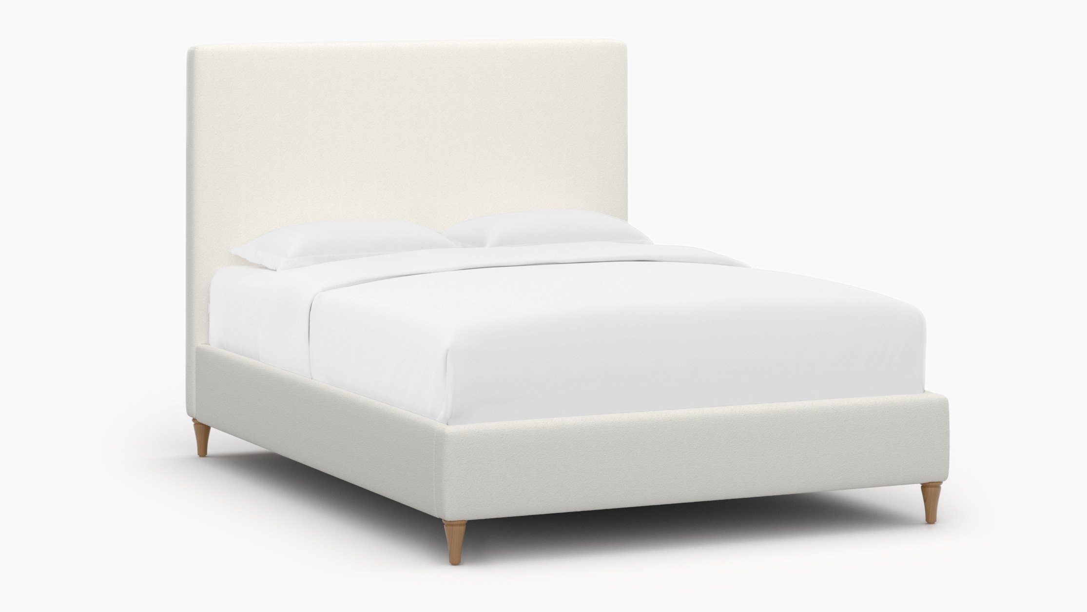 Classic Bed, Snow Boucle, Natural Decorative Tapered Leg, King - Image 1