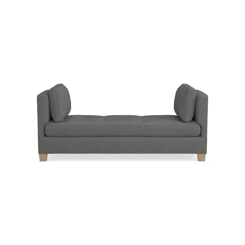 Wilshire Settee, Standard Cushion, Perennials Performance Melange Weave, Grey, Natural Leg - Image 0