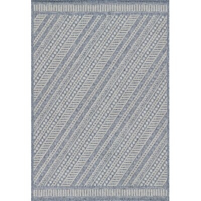 Union Rustic Fecteau Geometric Blue Indoor Outdoor Rug 8 x 10' - Image 0
