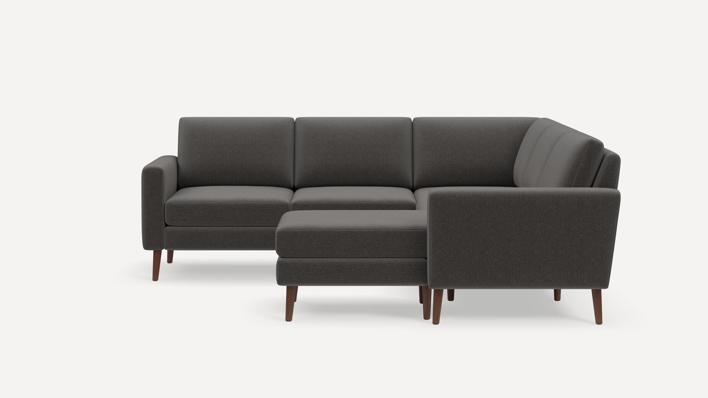 Nomad 5-Seat Corner Sectional with Chaise - Heather Charcoal - Performance Chenille / Walnut - Wood / Block - Image 0