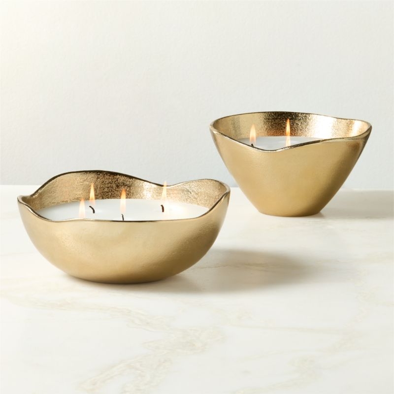 Huron Gold Cast Aluminum Unscented Candle Bowl 31.4oz - Image 2
