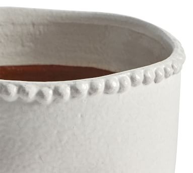 Beaded Ceramic Planter, Large - White - Image 1