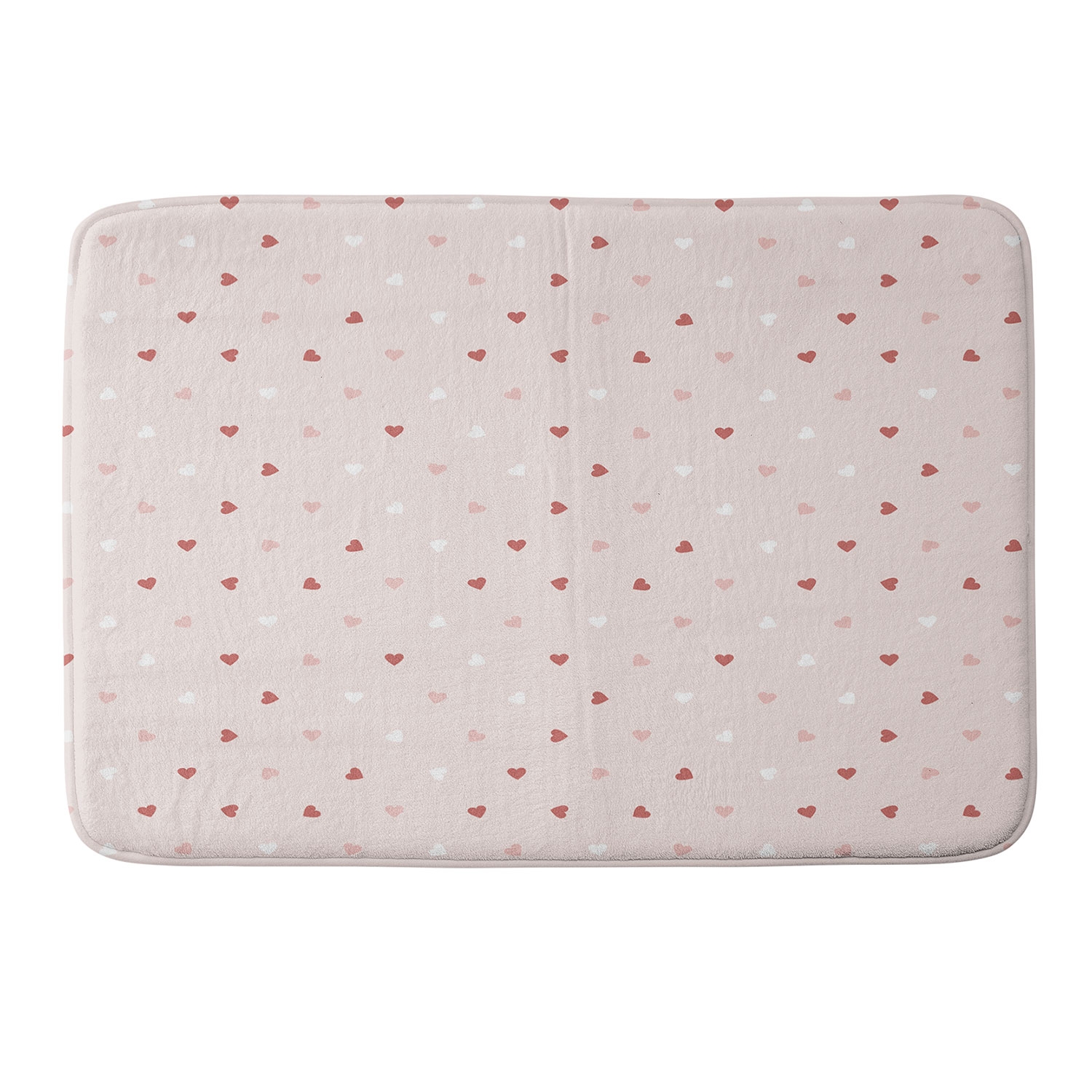 Mini Red Pink And White Hearts by Cuss Yeah Designs - Memory Foam Bath Mat 21" x 34" - Image 0