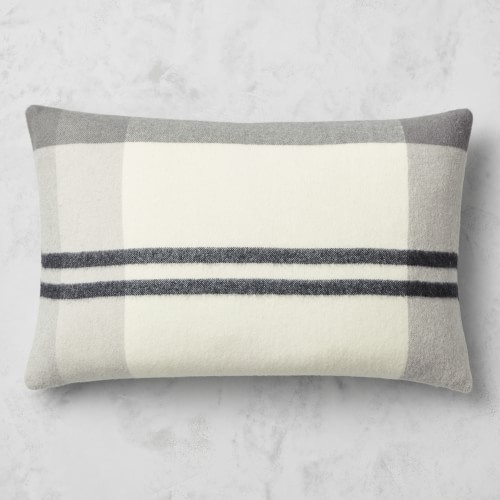 Plaid Lambswool Pillow Cover, 14" X 22", Grayson Black - Image 0