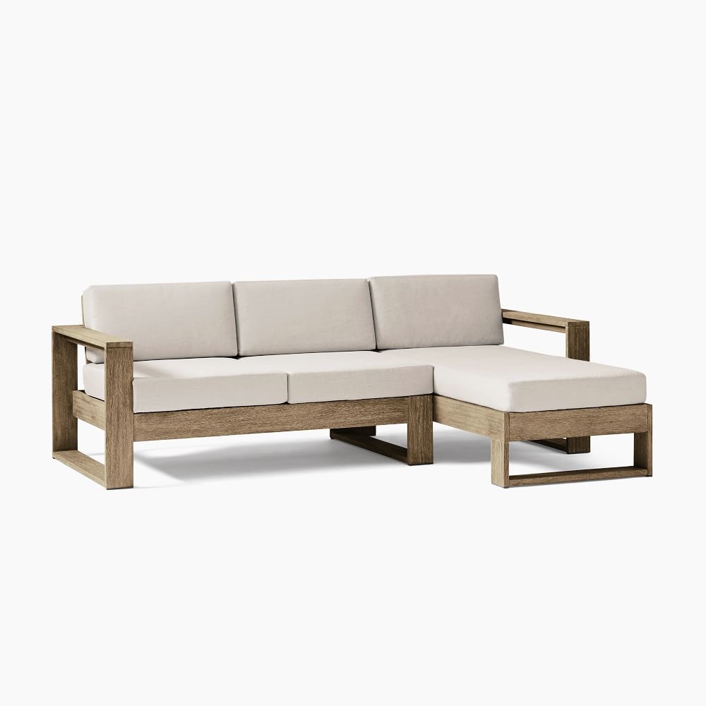 Portside Outdoor 92 in 2-Piece Chaise Sectional, Driftwood - Image 0