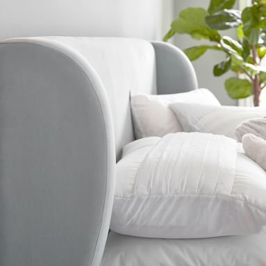 Wren Wingback Upholstered Bed, Full, Tweed Ivory - Image 4
