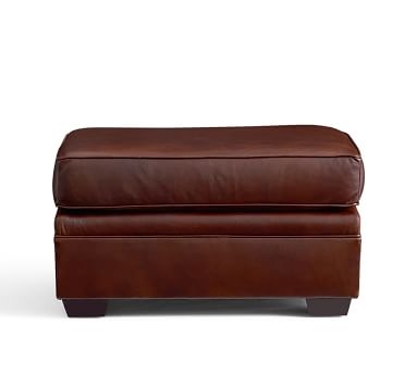 Pearce Roll Arm Leather Ottoman, Polyester Wrapped Cushions, Vintage Camel - Image 2