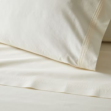 400TC Organic Percale Pleated Edge Sheet Set, Queen, Pearl Gray - Image 3