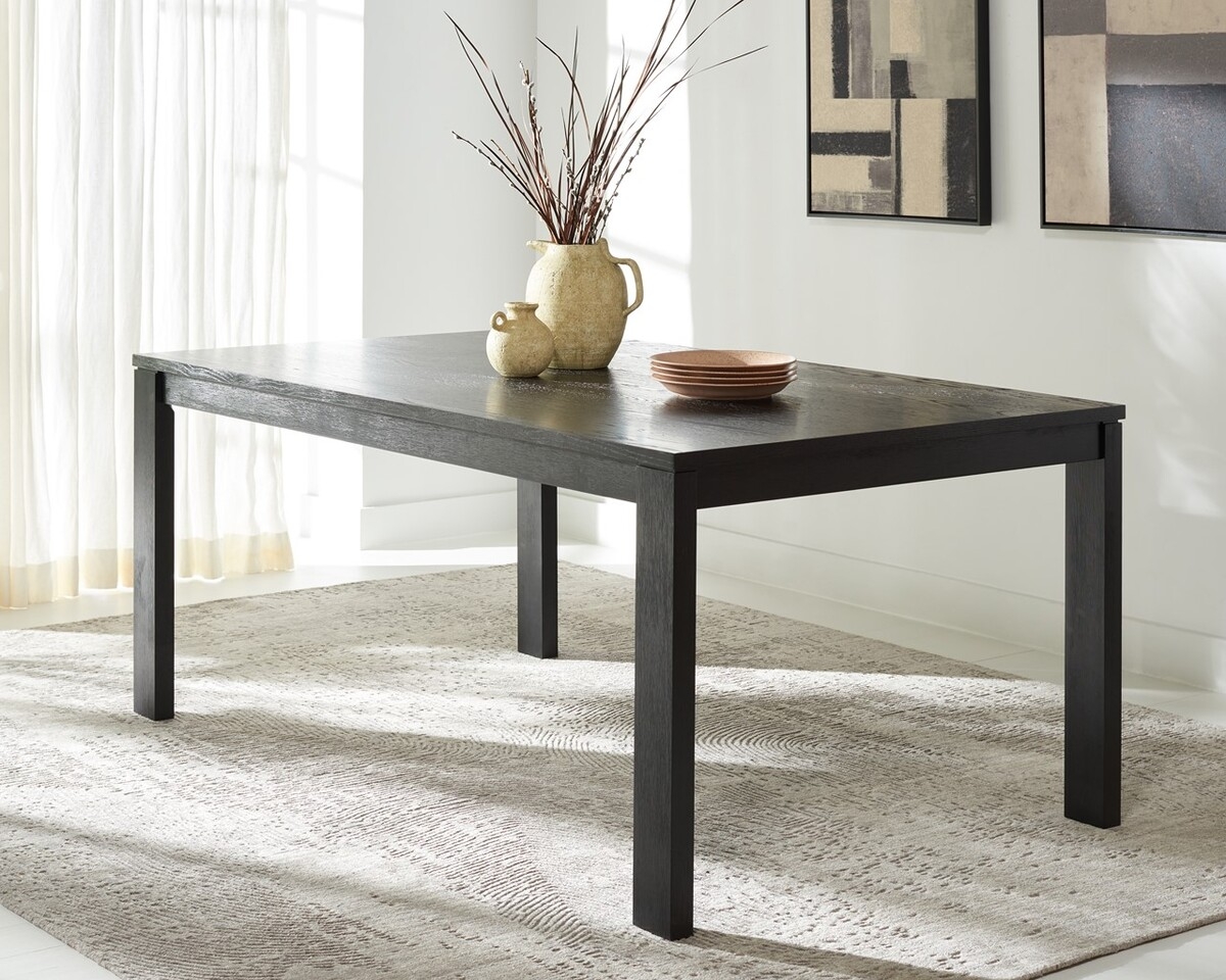 Deirdra Wood Rectangle Dining Table - Black - Image 8