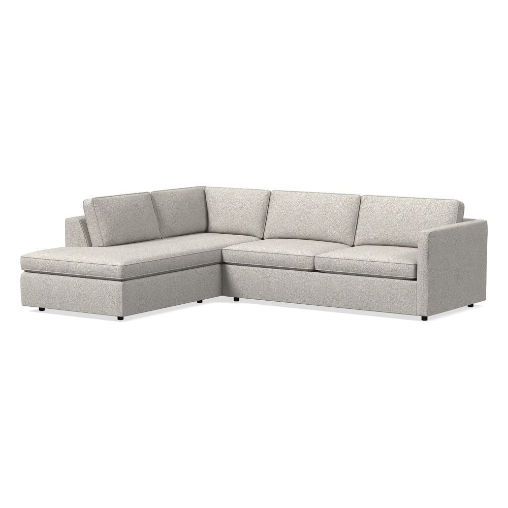 Harris 112" Left Multi-Seat Sleeper Sectional w/ Bumper Chaise, Chenille Tweed, Storm Gray - Image 0
