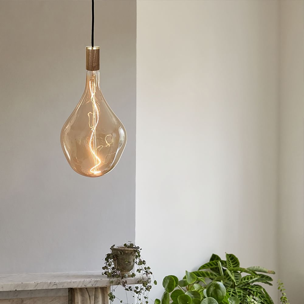 Tala Dark Wood Pendant With Voronoi III Bulb - Image 0