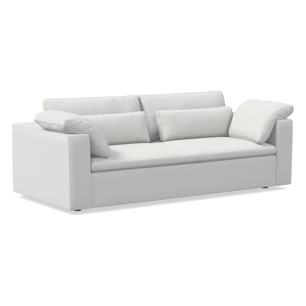 Harmony Modular 92" Bench Cushion Sofa, Standard Depth, Performance Washed Canvas, White - Image 0