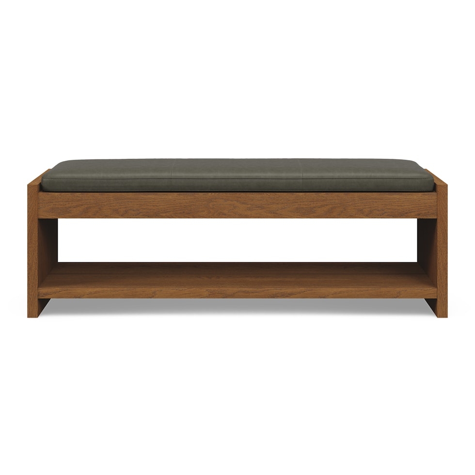 Cassie 56" Leather Bench - Smoked Oak and Charme Green - Image 2